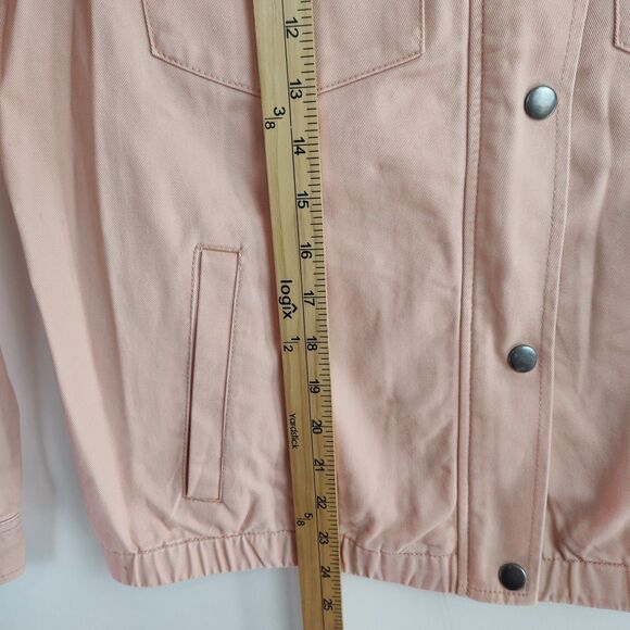 Christopher & Banks Petite Denim Jacket Women's Petite Large Light Pink Full-Zip - Picture 5 of 9
